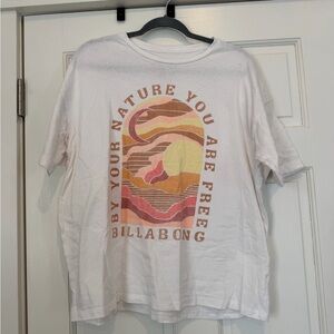 Billabong White Tee with Sunset Wave Graphic